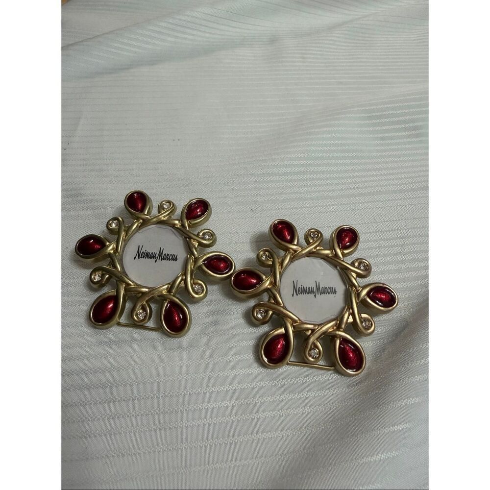 Jay Strongwater Neiman Marcus Red Snowflake easel or clip photo Frame miniature